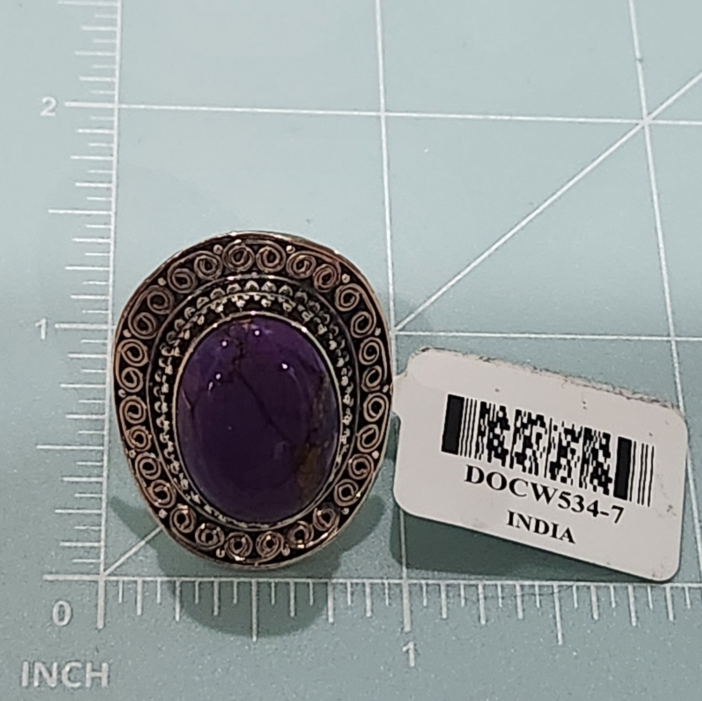 NWT JTV 18× 13 MM Purple Turquoise Sterling Silver Ring Size 7